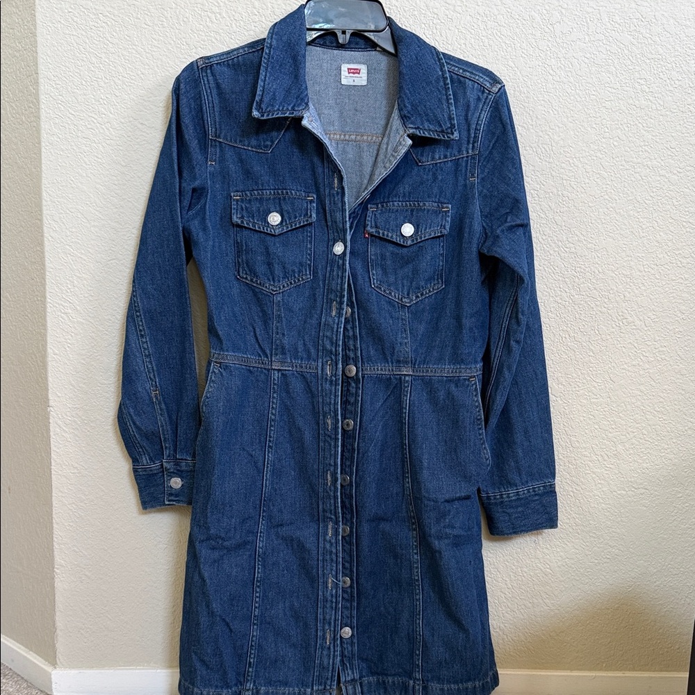 Levi's Dark Blue Denim Button-Down Jacket/Dress